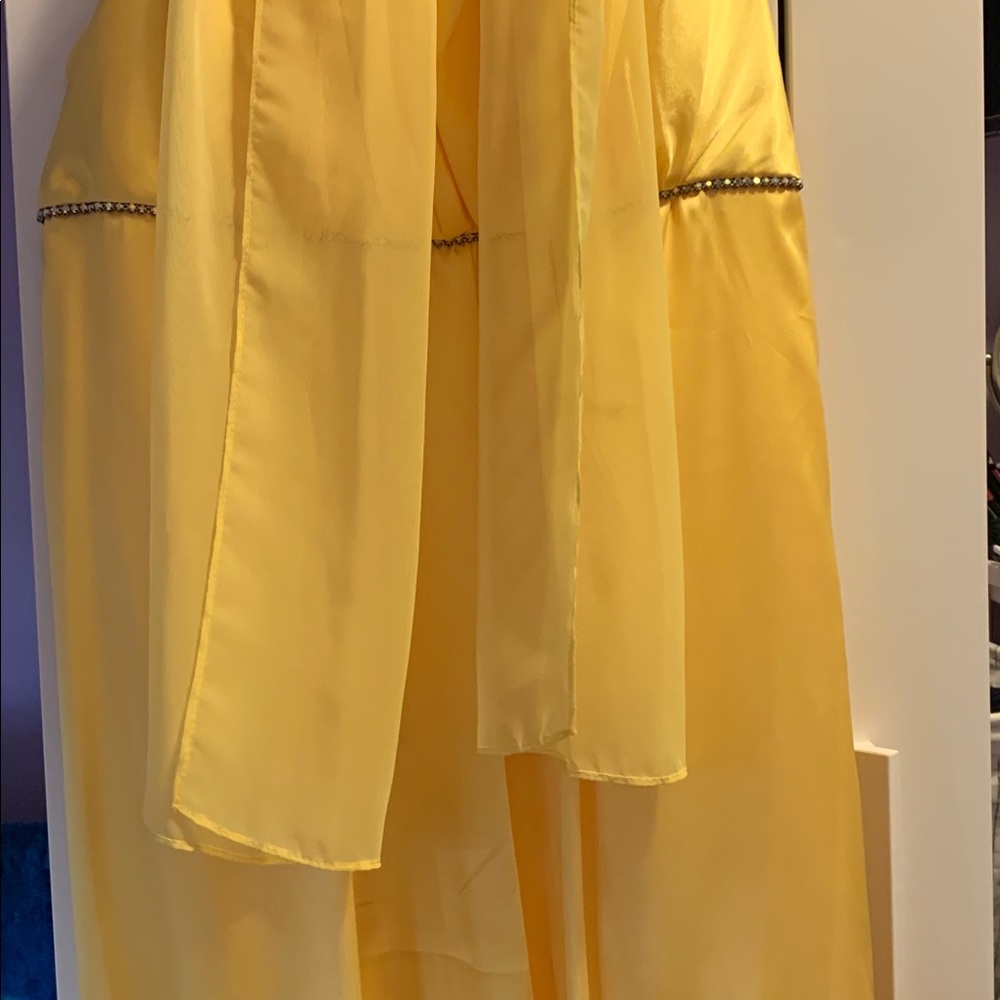 Yellow Midi Dress with Rhinestones